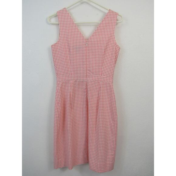 NWT J. Crew Size 0 V-Neck Seersucker Dress in Gingham Pink and White - Picture 6 of 8